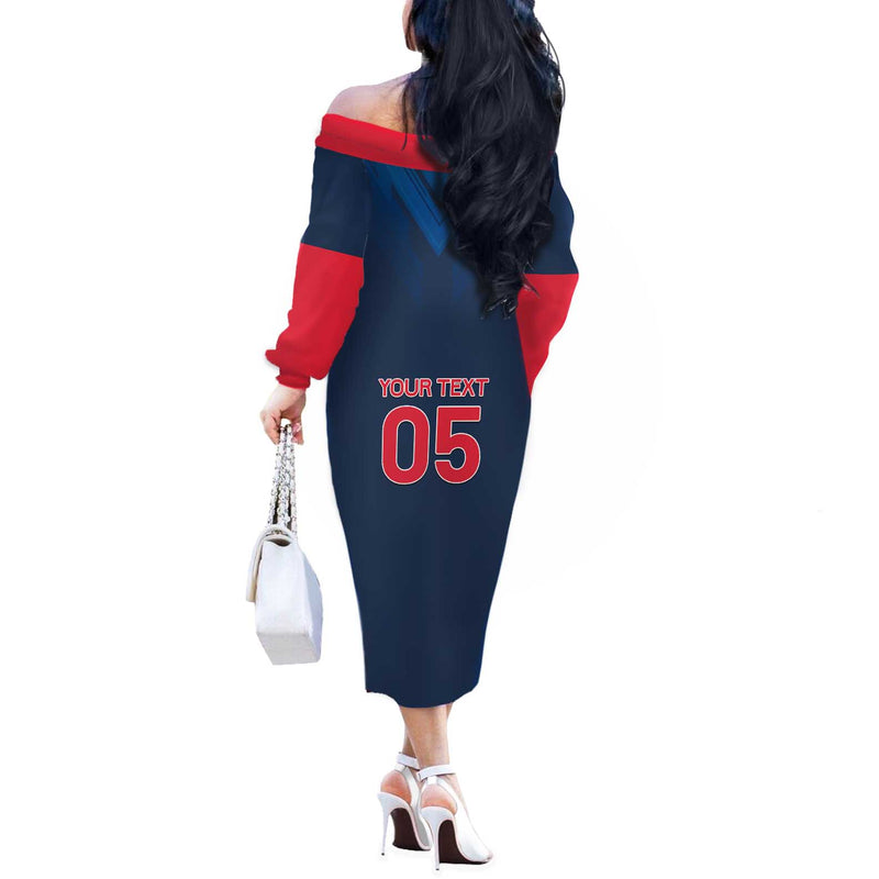 Custom Thailand Football Go Champions Off The Shoulder Long Sleeve Dress