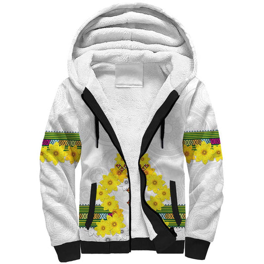 Enkutatash Ethiopia New Year Tilet Pattern With Adey Abeba Flowers Sherpa Hoodie