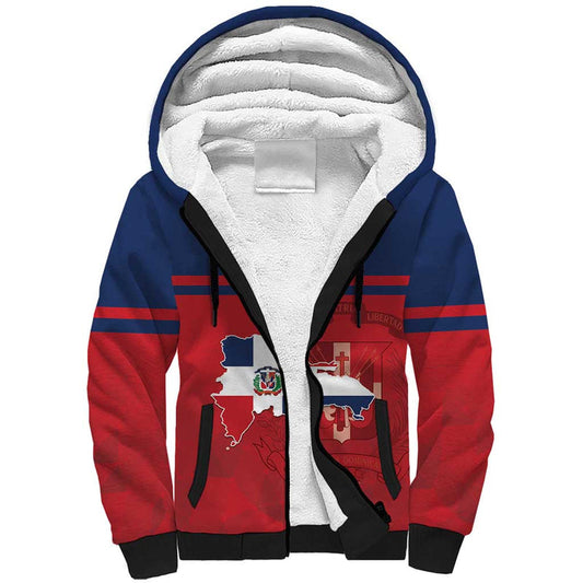 Dominican Republic Dominicana Flag Map Sherpa Hoodie