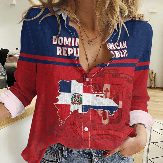 Dominican Republic Dominicana Flag Map Women Casual Shirt