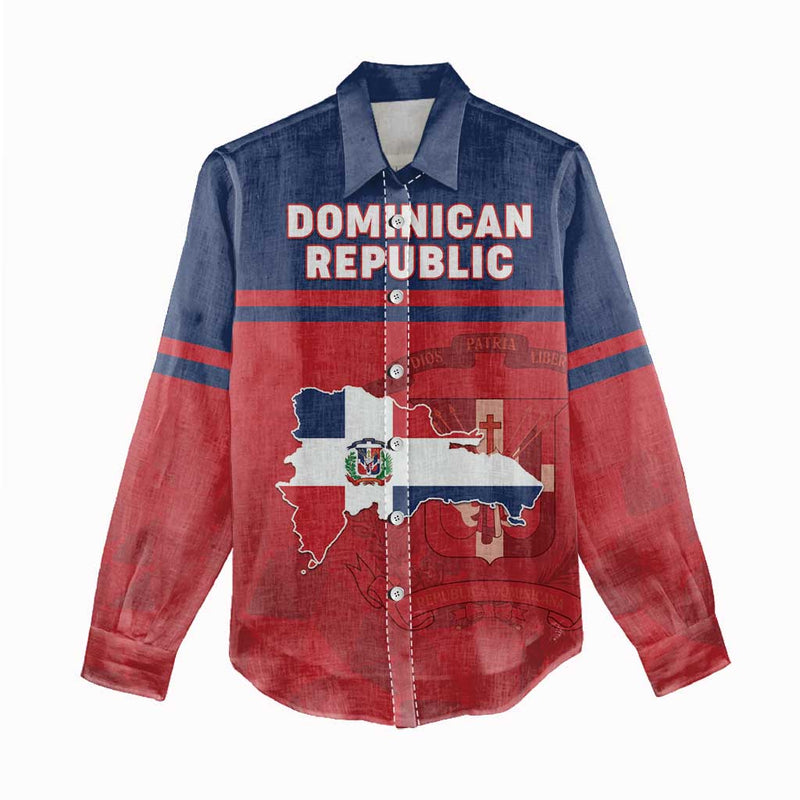 Dominican Republic Dominicana Flag Map Women Casual Shirt