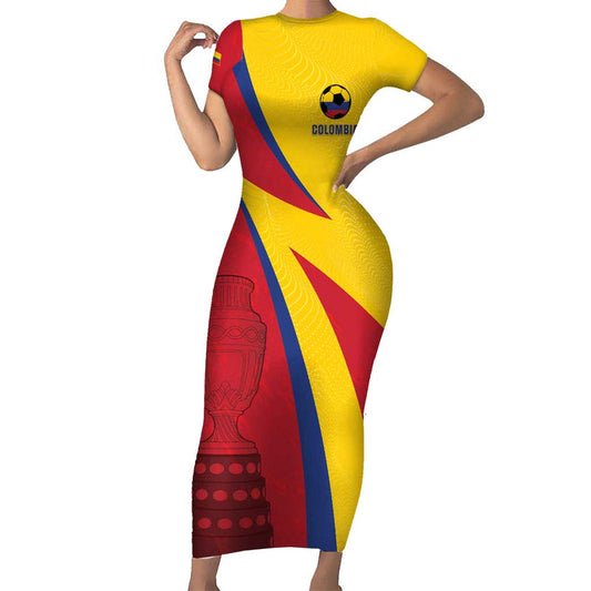 Custom Colombia 2024 Football Go Champions Los Cafeteros Short Sleeve Bodycon Dress