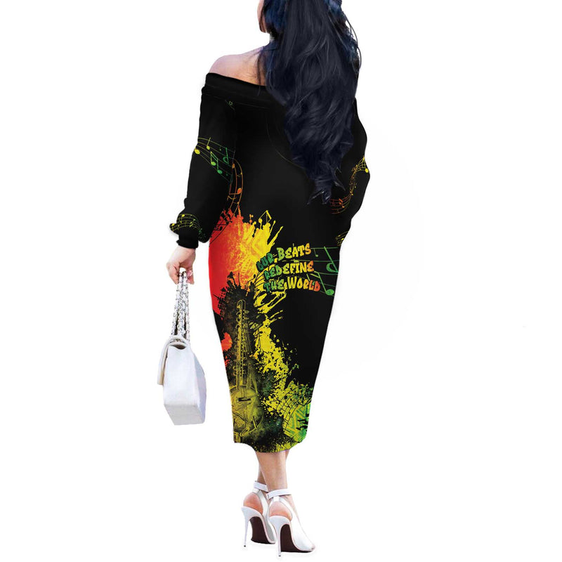 Afro Music Pride From Our Roots The World Finds Rhythm Off The Shoulder Long Sleeve Dress