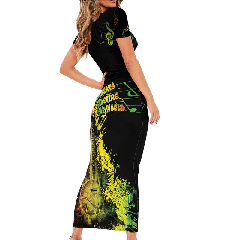 Afro Music Pride From Our Roots The World Finds Rhythm Short Sleeve Bodycon Dress