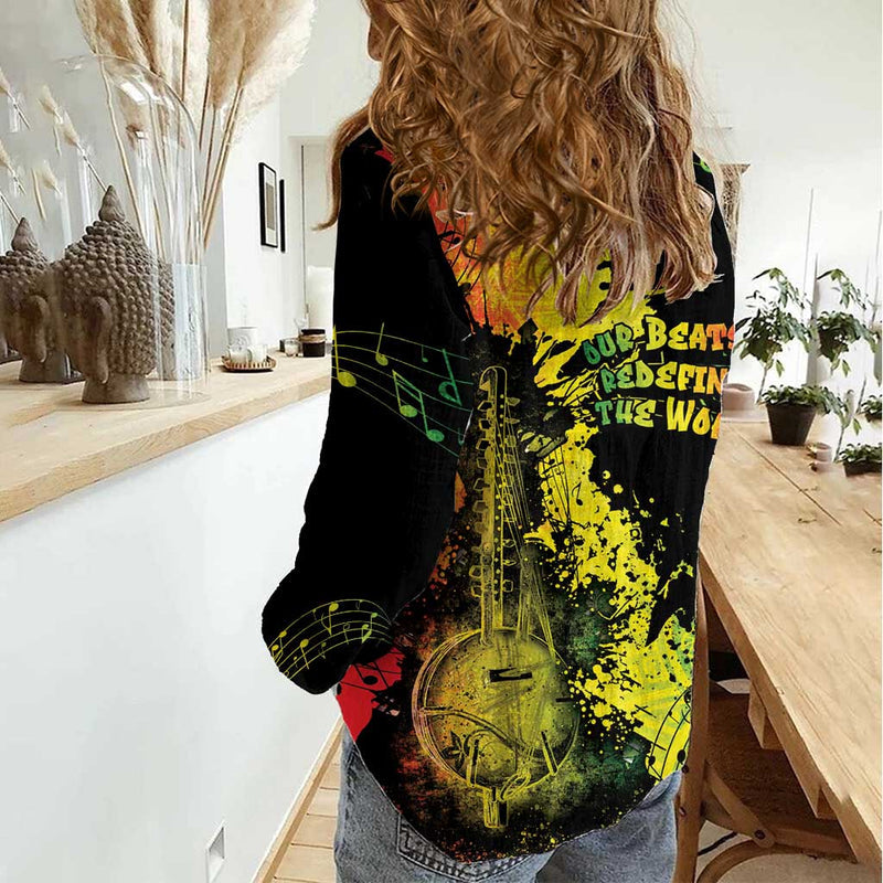 Afro Music Pride From Our Roots The World Finds Rhythm Women Casual Shirt