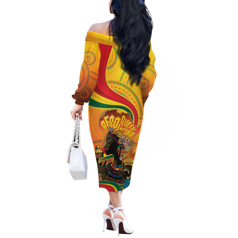 Afro Latina Queen The Beauty Of Black Women Off The Shoulder Long Sleeve Dress