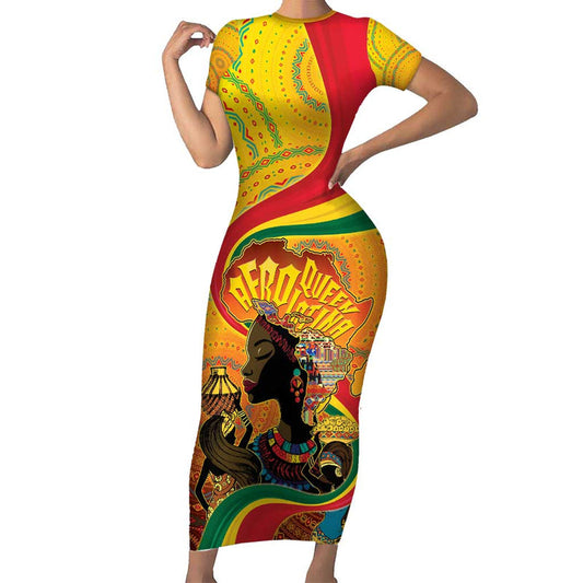 Afro Latina Queen The Beauty Of Black Women Short Sleeve Bodycon Dress