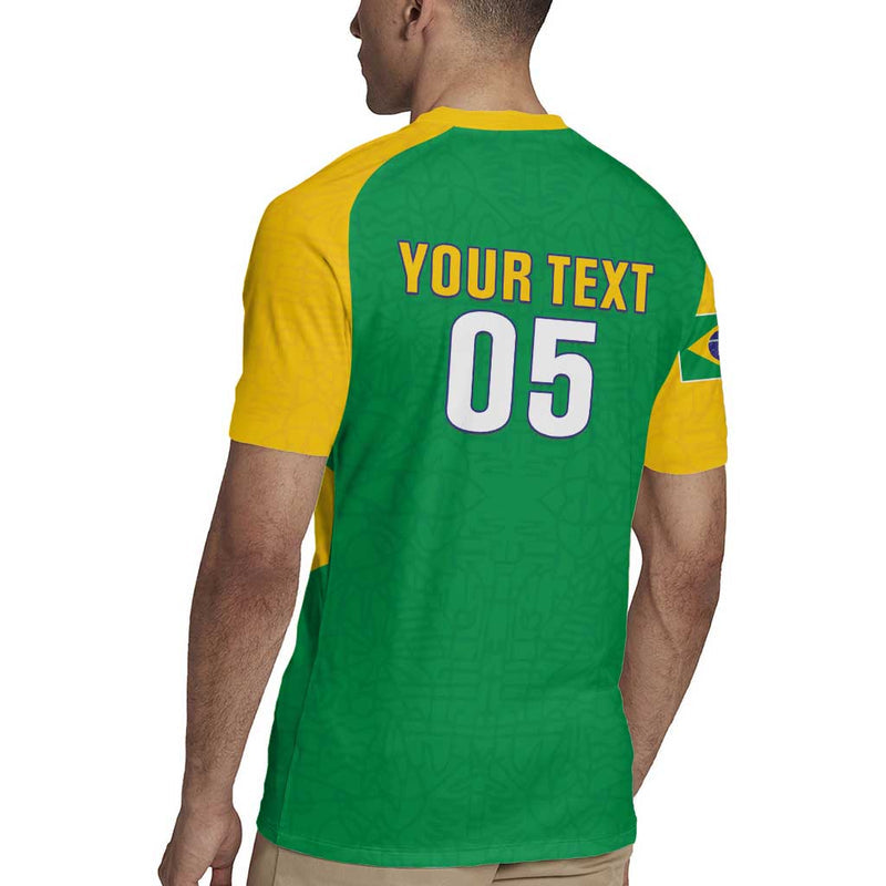 Custom Brazil Football Flag Style Rugby Jersey