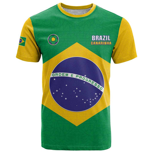 Custom Brazil Football Flag Style T Shirt