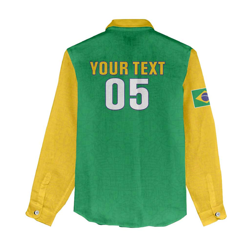 Custom Brazil Football Flag Style Women Casual Shirt