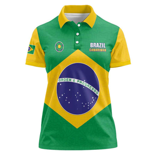 Custom Brazil Football Flag Style Women Polo Shirt
