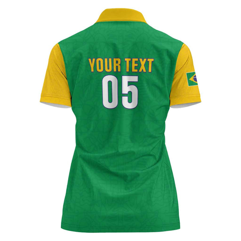 Custom Brazil Football Flag Style Women Polo Shirt