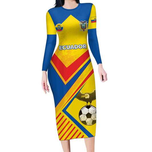 Custom Ecuador Football La Tricolor Sporty Style Long Sleeve Bodycon Dress