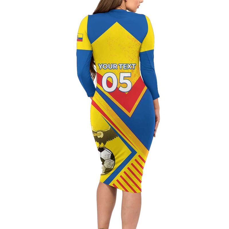 Custom Ecuador Football La Tricolor Sporty Style Long Sleeve Bodycon Dress