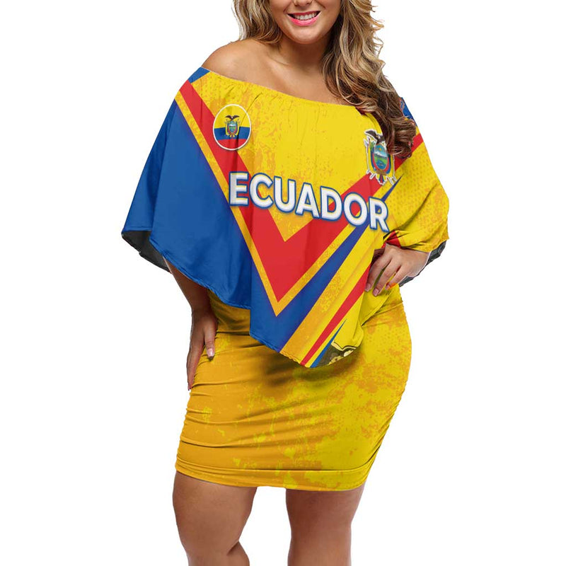 Custom Ecuador Football La Tricolor Sporty Style Off Shoulder Short Dress