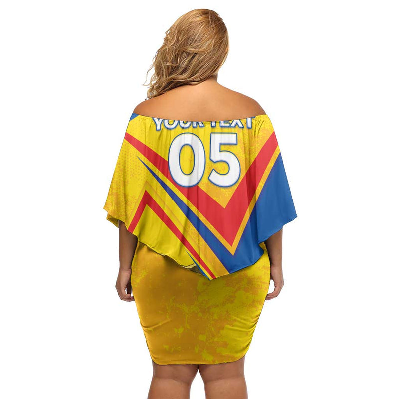 Custom Ecuador Football La Tricolor Sporty Style Off Shoulder Short Dress