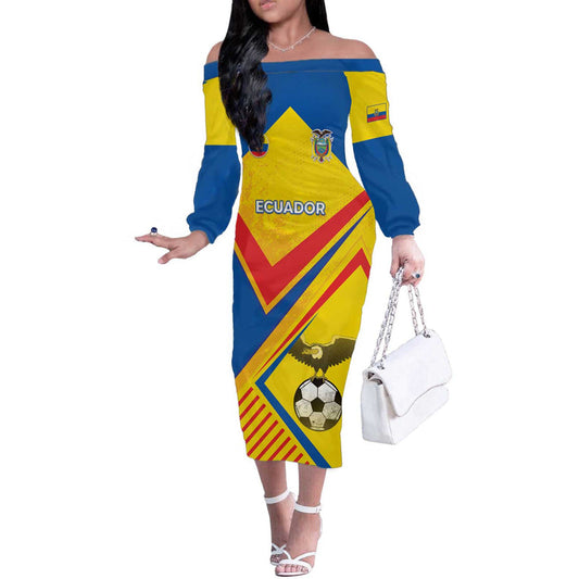 Custom Ecuador Football La Tricolor Sporty Style Off The Shoulder Long Sleeve Dress