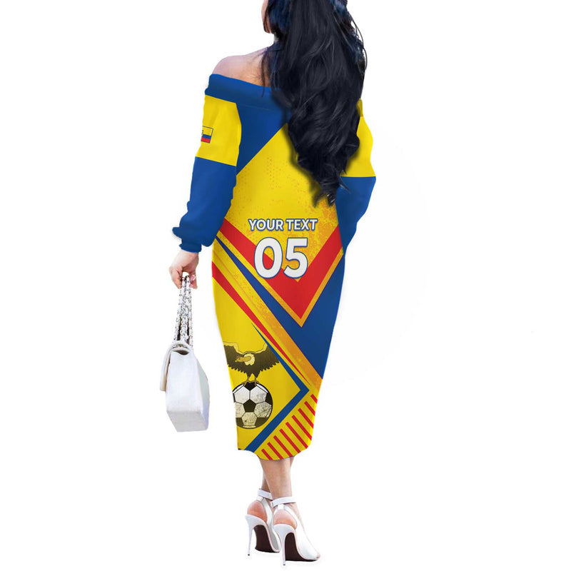 Custom Ecuador Football La Tricolor Sporty Style Off The Shoulder Long Sleeve Dress