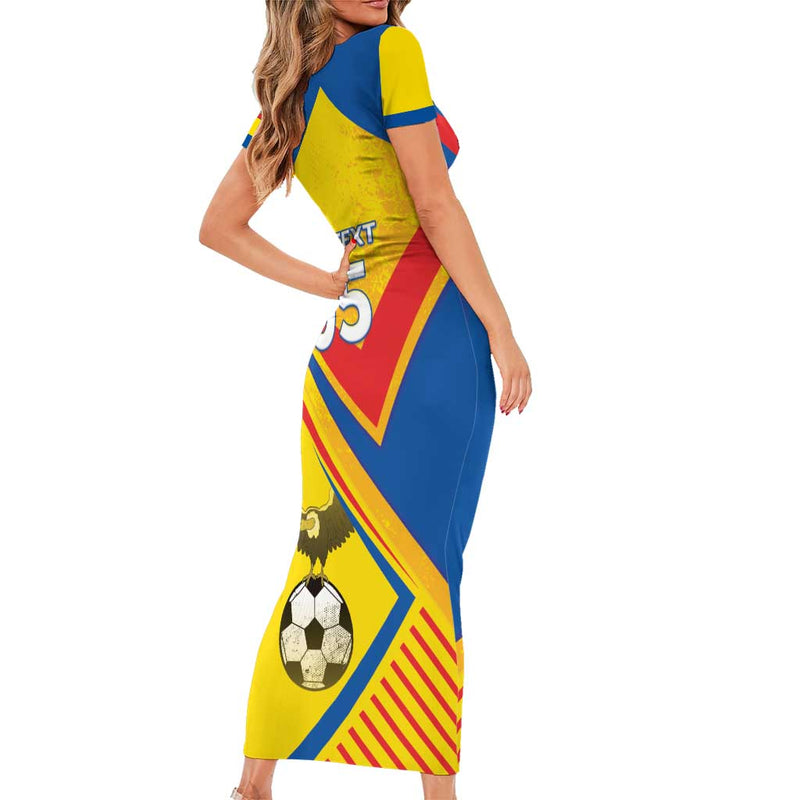 Custom Ecuador Football La Tricolor Sporty Style Short Sleeve Bodycon Dress