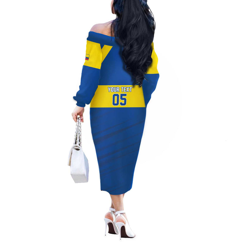 Custom Ecuador Football Go Champions Off The Shoulder Long Sleeve Dress