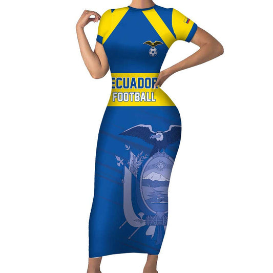 Custom Ecuador Football Go Champions Short Sleeve Bodycon Dress