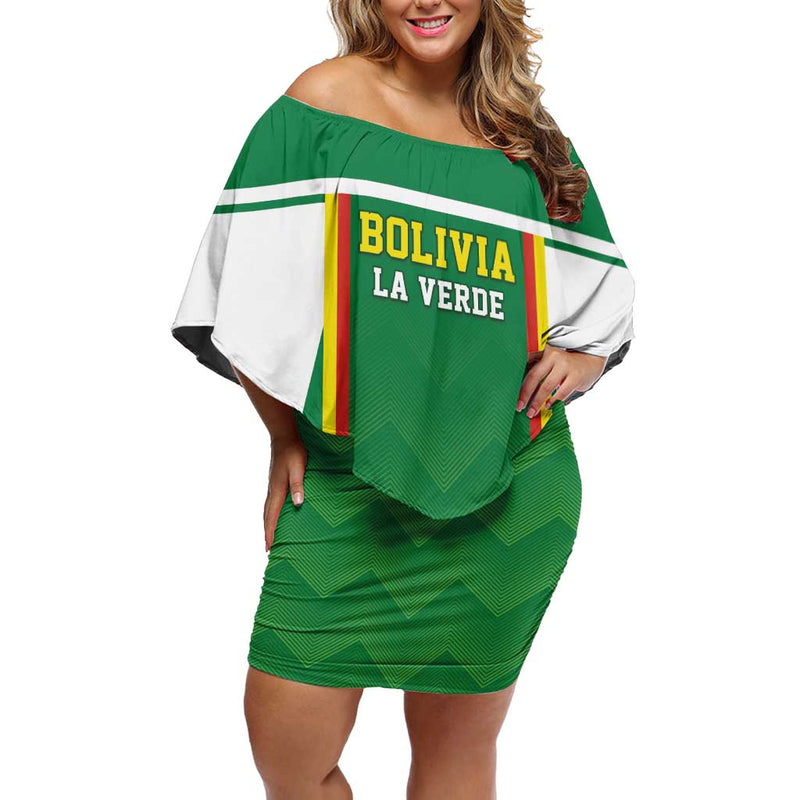 Custom Bolivia Football Go Champions La Verde Green Version Off Shoulder Short Dress