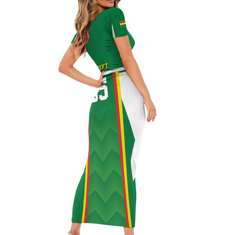 Custom Bolivia Football Go Champions La Verde Green Version Short Sleeve Bodycon Dress