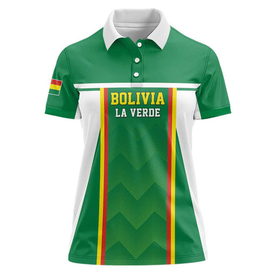 Custom Bolivia Football Go Champions La Verde Green Version Women Polo Shirt