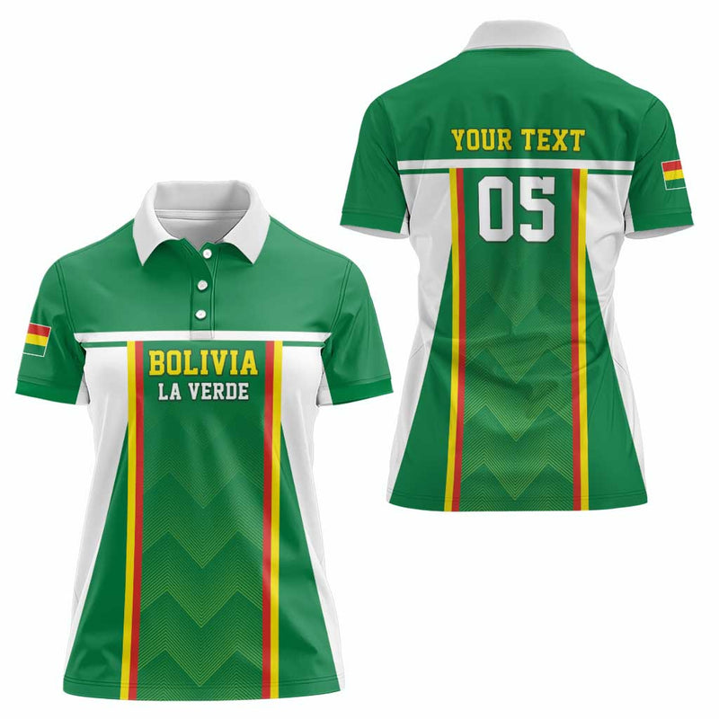 Custom Bolivia Football Go Champions La Verde Green Version Women Polo Shirt
