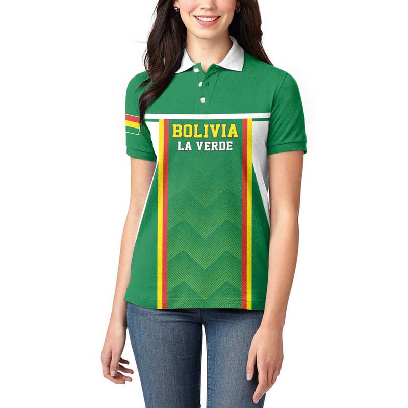 Custom Bolivia Football Go Champions La Verde Green Version Women Polo Shirt