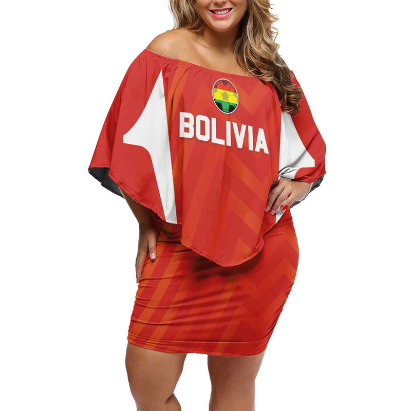 Custom Bolivia Football Go Champions La Verde Red Version Off Shoulder Short Dress