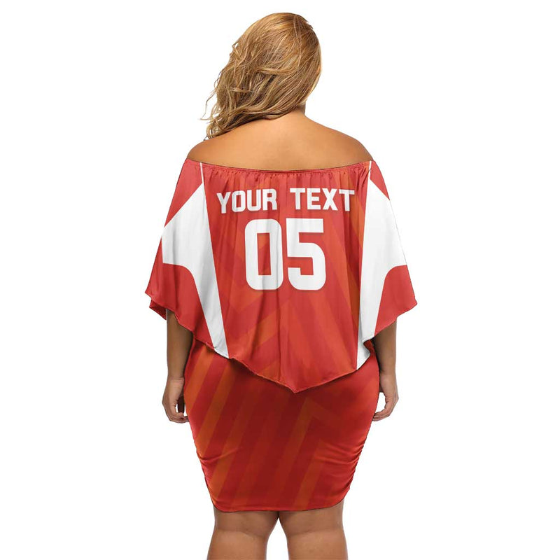 Custom Bolivia Football Go Champions La Verde Red Version Off Shoulder Short Dress