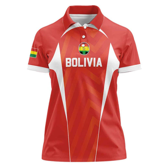 Custom Bolivia Football Go Champions La Verde Red Version Women Polo Shirt