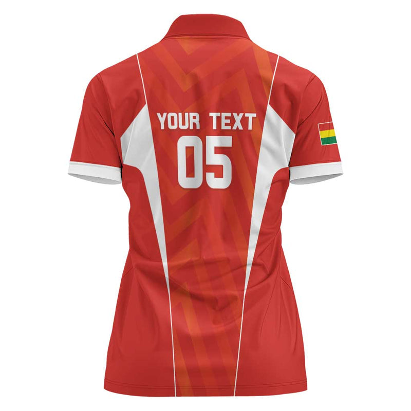 Custom Bolivia Football Go Champions La Verde Red Version Women Polo Shirt