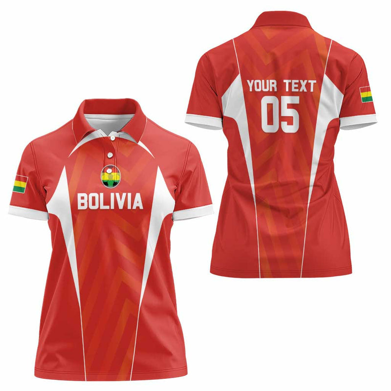 Custom Bolivia Football Go Champions La Verde Red Version Women Polo Shirt