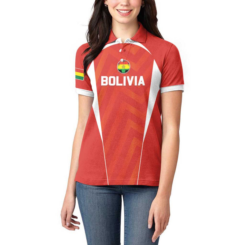 Custom Bolivia Football Go Champions La Verde Red Version Women Polo Shirt