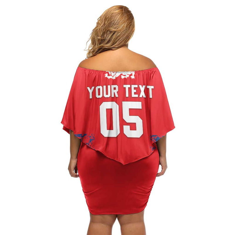 Custom England Cricket Go Three Lions Simple Style Off Shoulder Short Dress