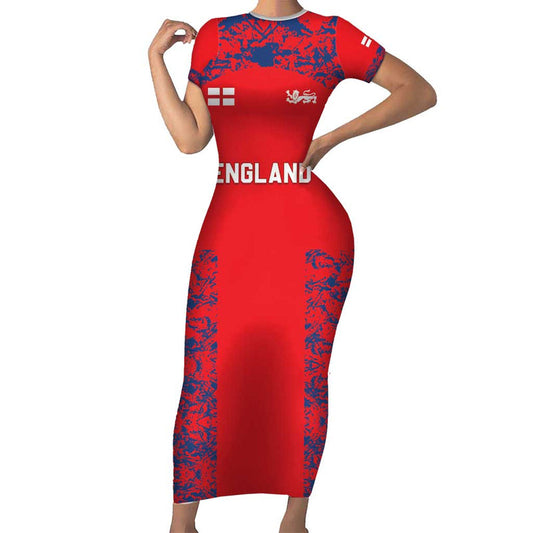 Custom England Cricket Go Three Lions Simple Style Short Sleeve Bodycon Dress