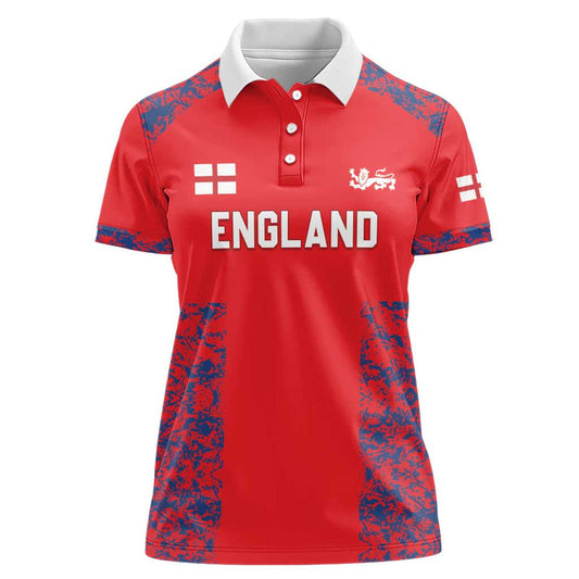 Custom England Cricket Go Three Lions Simple Style Women Polo Shirt