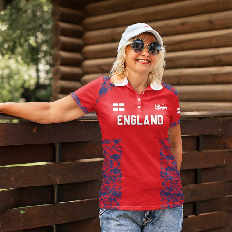 Custom England Cricket Go Three Lions Simple Style Women Polo Shirt