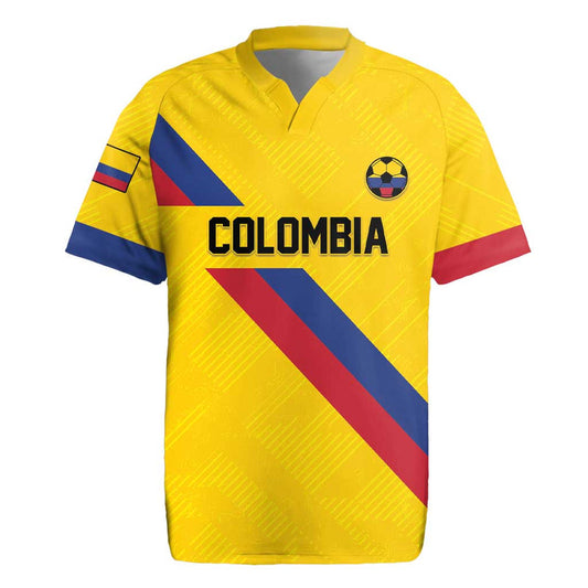 Custom Colombia Football Vamos La Tricolor Retro Style Rugby Jersey