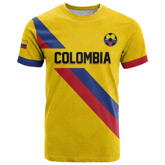 Custom Colombia Football Vamos La Tricolor Retro Style T Shirt