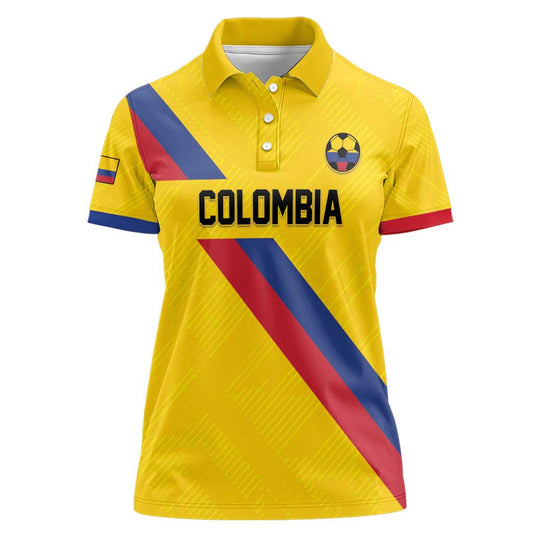 Custom Colombia Football Vamos La Tricolor Retro Style Women Polo Shirt