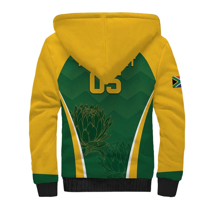 Custom South Africa Cricket Go Champions Protea Pattern Sherpa Hoodie