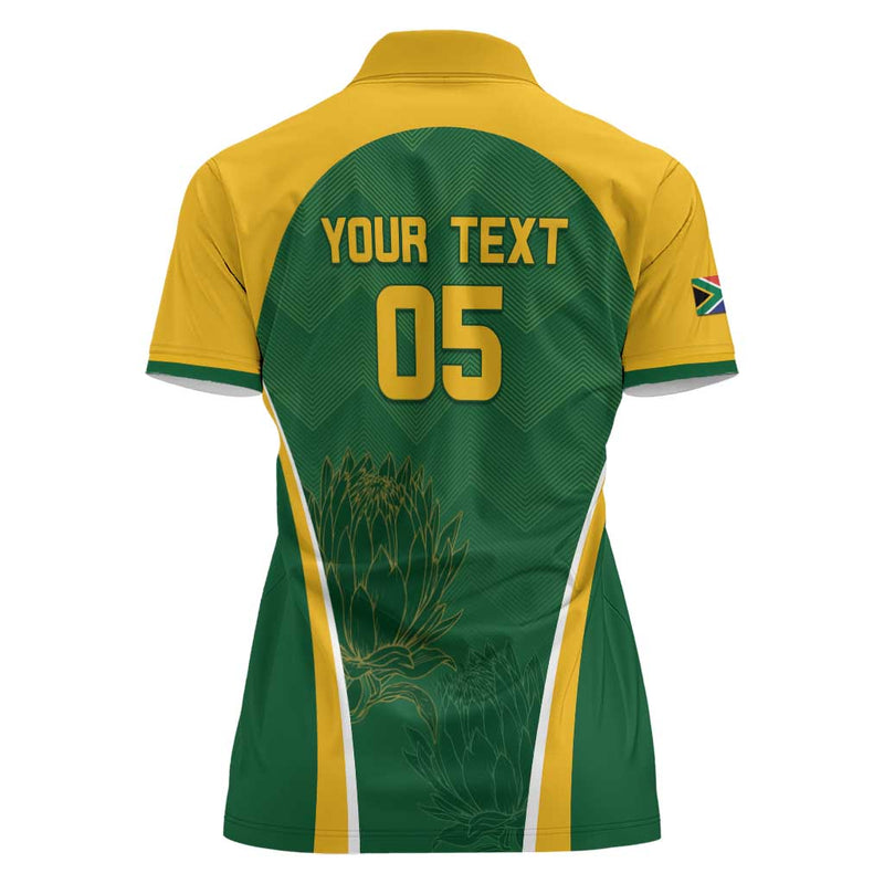 Custom South Africa Cricket Go Champions Protea Pattern Women Polo Shirt