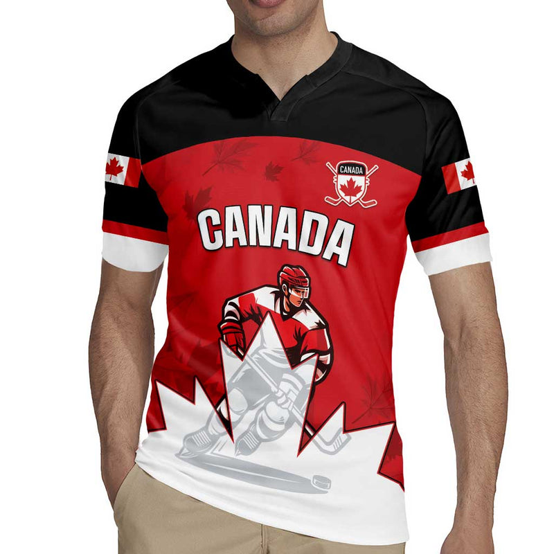 Custom Canada Hockey Maple Leaves Sporty Style Rugby Jersey