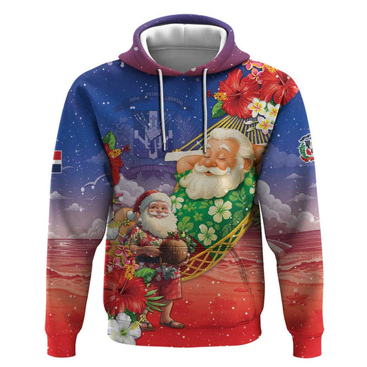 Dominican Republic Christmas Santa Relaxing On The Beach Hoodie