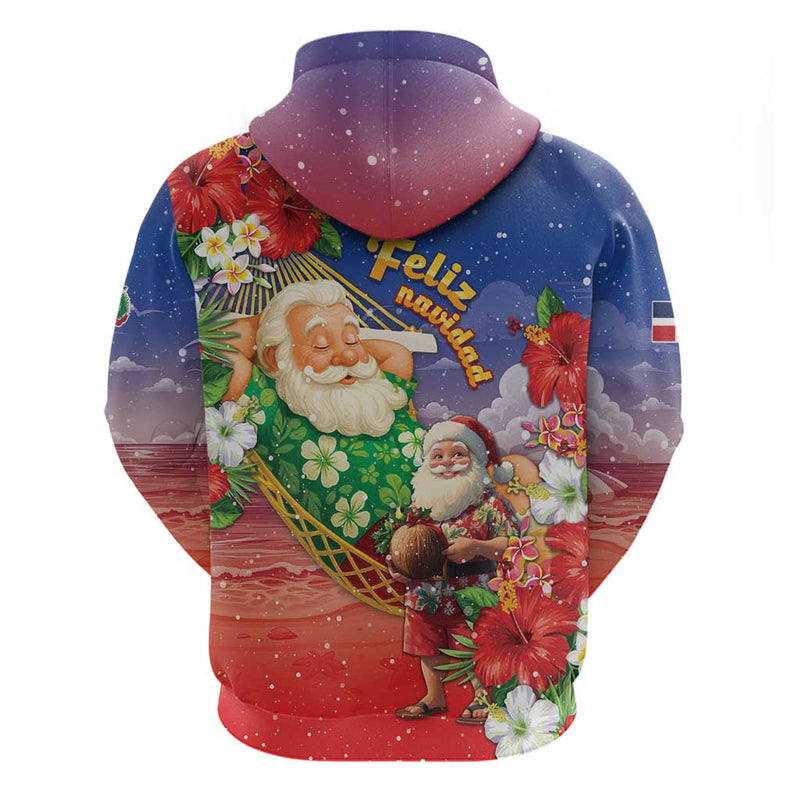 Dominican Republic Christmas Santa Relaxing On The Beach Hoodie