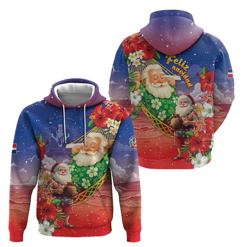 Dominican Republic Christmas Santa Relaxing On The Beach Hoodie