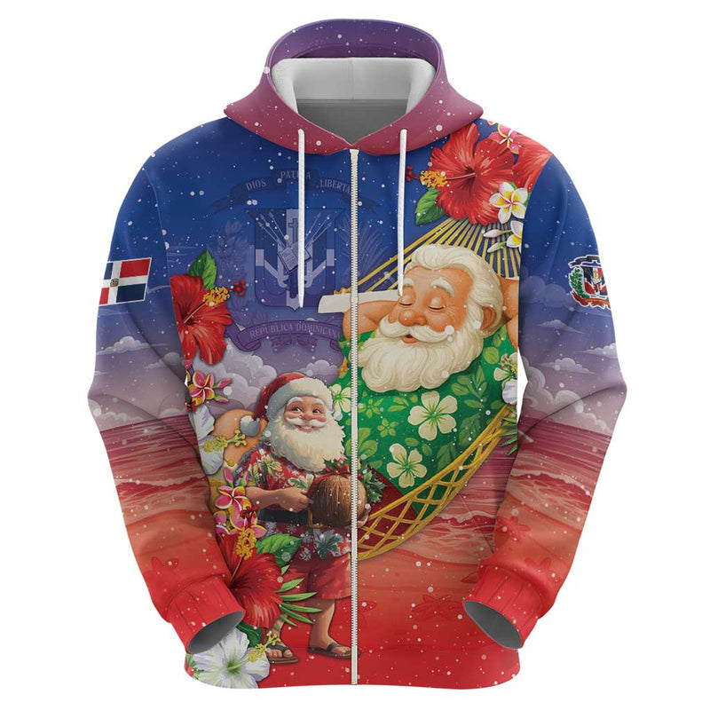 Dominican Republic Christmas Santa Relaxing On The Beach Hoodie